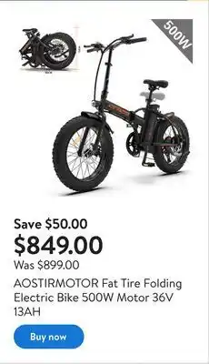 Walmart Aostirmotor fat tire folding electric bike 500w motor 36v 13ah offer