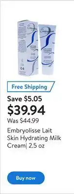 Walmart Embryolisse lait skin hydrating milk cream| 2.5 oz offer