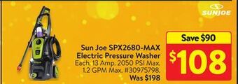 Walmart Sun joe spx2680-max electric pressure washer offer