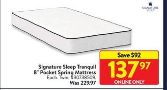 Walmart Signature sleep tranquil 8" pocket spring mattress offer