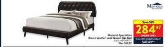 Walmart Monarch specialties brown leather-look queen size bed offer