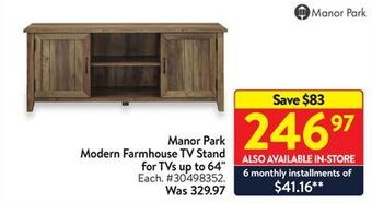 Walmart Manor park modern farmhouse tv stand for tvs up to 64" offer