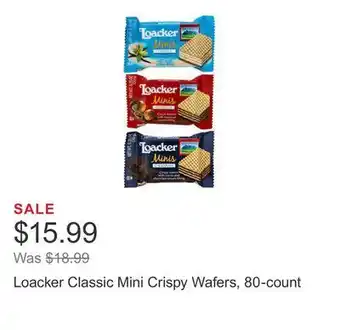 Costco Loacker classic mini crispy wafers, 80-count offer