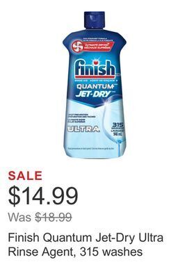 Costco Finish quantum jet-dry ultra rinse agent, 315 washes offer