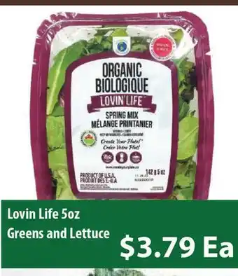 Healthy Planet Lovin life 5 oz greens and lettuce offer