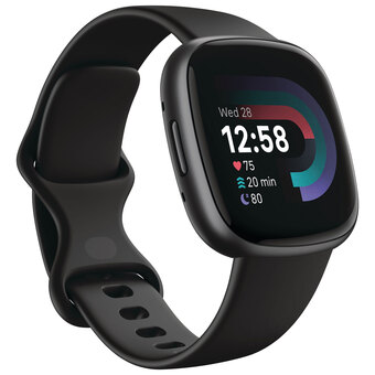 Best Buy Fitbit versa 4 + premium smartwatch with heart rate monitor - black offer