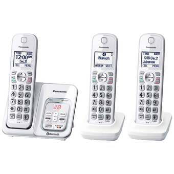 Best Buy Panasonic link2cell 3-handset dect 6.0 bluetooth cordless phone with answering machine (kxtgd593w) offer
