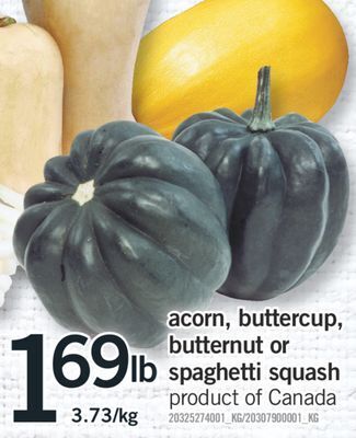 Fortinos Acorn, buttercup, butternut or spaghetti squash offer