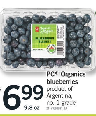 Fortinos Pc® organics blueberries, 9.8 oz offer