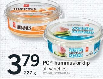 Fortinos Pc® hummus or dip, 227 g offer