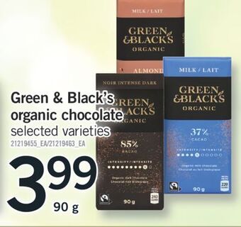 Fortinos Green & black's organic chocolate, 90 g offer