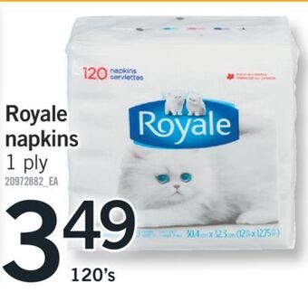 Fortinos Royale napkins, 120's offer