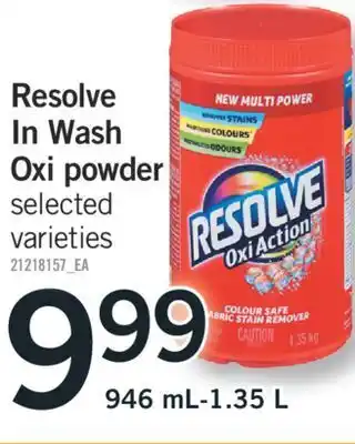 Fortinos Resolve in wash oxi powder, 946 ml-1.35 l offer