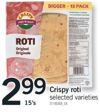 Fortinos Crispy roti, 15's offer