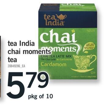 Fortinos Tea india chai moments tea, pkg of 10 offer