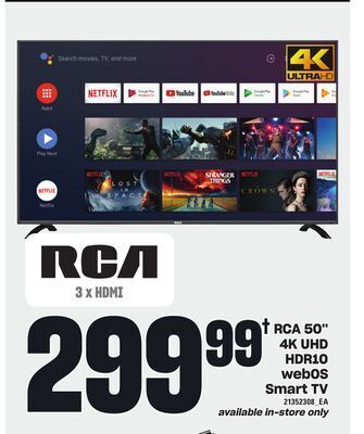 Loblaws Rca 50" 4k uhd hdr10 webos smart tv offer