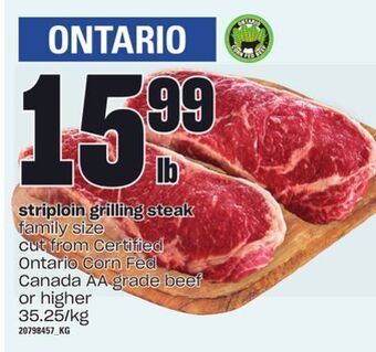 Loblaws Striploin grilling steak offer