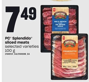 Loblaws Pc® splendido sliced meats, 100 g offer