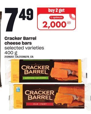 Loblaws Cracker barrel cheese bars, 400 g offer