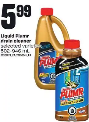 Loblaws Liquid plumr drain cleaner, 502-946 ml offer