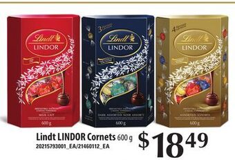 Loblaws Lindt lindor cornets, 600 g offer