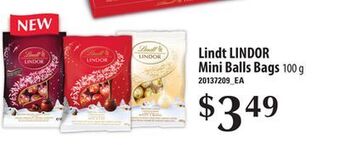 Loblaws Lindt lindor mini balls bags, 100 g offer