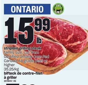 Independent Grocer Striploin grilling steak offer