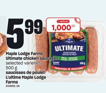Independent Grocer Maple lodge farms ultimate chicken sausages, 500 g offer