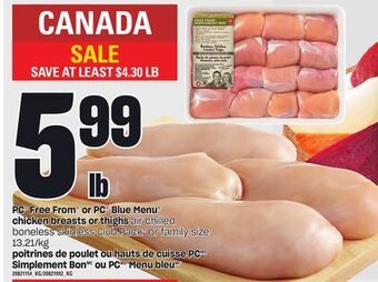 Independent Grocer Pc® free from or pc® blue menu chicken breasts or thighs offer