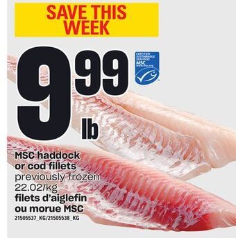 Independent Grocer Msc haddock or cod fillets offer