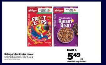 Real Canadian Superstore Kellogg's family size cereal, 480-650 g offer