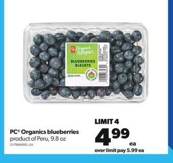 Real Canadian Superstore Pc® organics blueberries, 9.8 oz offer