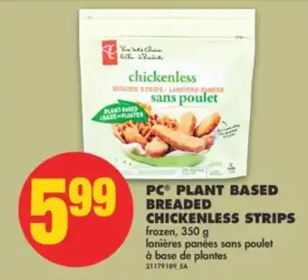 No Frills Pc® plant based breaded chickenless strips, 350 g offer