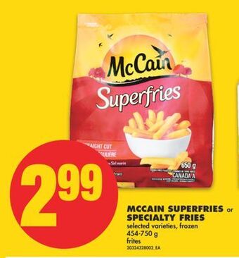 No Frills Mccain superfries or specialty fries, 454-750 g offer