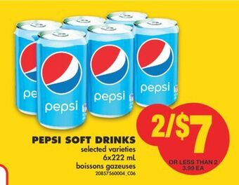 No Frills Pepsi soft drinks, 6x222 ml offer