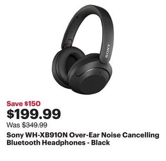 Best Buy Sony wh-xb910n over-ear noise cancelling bluetooth headphones - black offer
