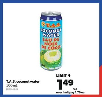 Real Canadian Superstore T.a.s. coconut water, 500 ml offer