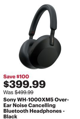 Best Buy Sony wh-1000xm5 over-ear noise cancelling bluetooth headphones - black offer