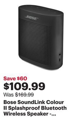 Best Buy Bose soundlink colour ii splashproof bluetooth wireless speaker - black offer