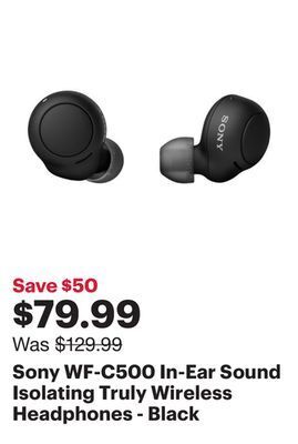 Best Buy Sony wf-c500 in-ear sound isolating truly wireless headphones - black offer