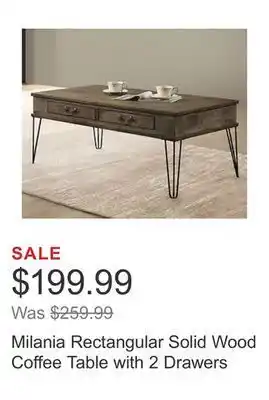 Costco Milania rectangular solid wood coffee table with 2 drawers offer