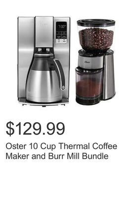 Costco Oster 10 cup thermal coffee maker and burr mill bundle offer