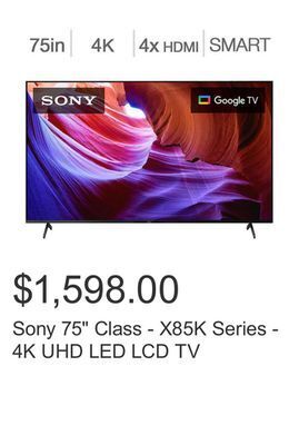 Costco Sony 75" class - x85k series - 4k uhd led lcd tv offer