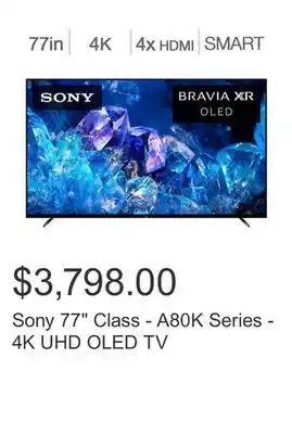 Costco Sony 77" class - a80k series - 4k uhd oled tv offer