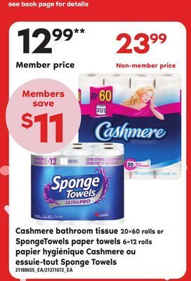 Independent City Market Cashmere bathroom tissue 20=60 rolls or spongetowels paper towels 6=12 rolls offer