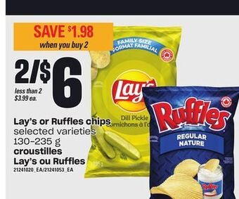Valu-mart Croustilles lay's ou ruffles, 130-235g offer