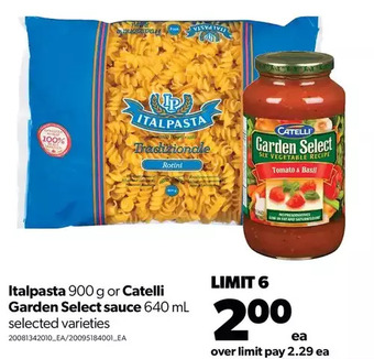 Real Canadian Superstore Italpasta or catelli garden select sauce offer