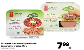 Real Canadian Superstore Pc plant based beefless undeniable burger or grind offer