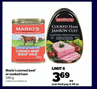 Real Canadian Superstore Mario's corned beef or cooked ham offer