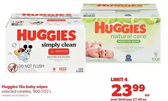 Real Canadian Superstore Huggies 16x baby wipes offer